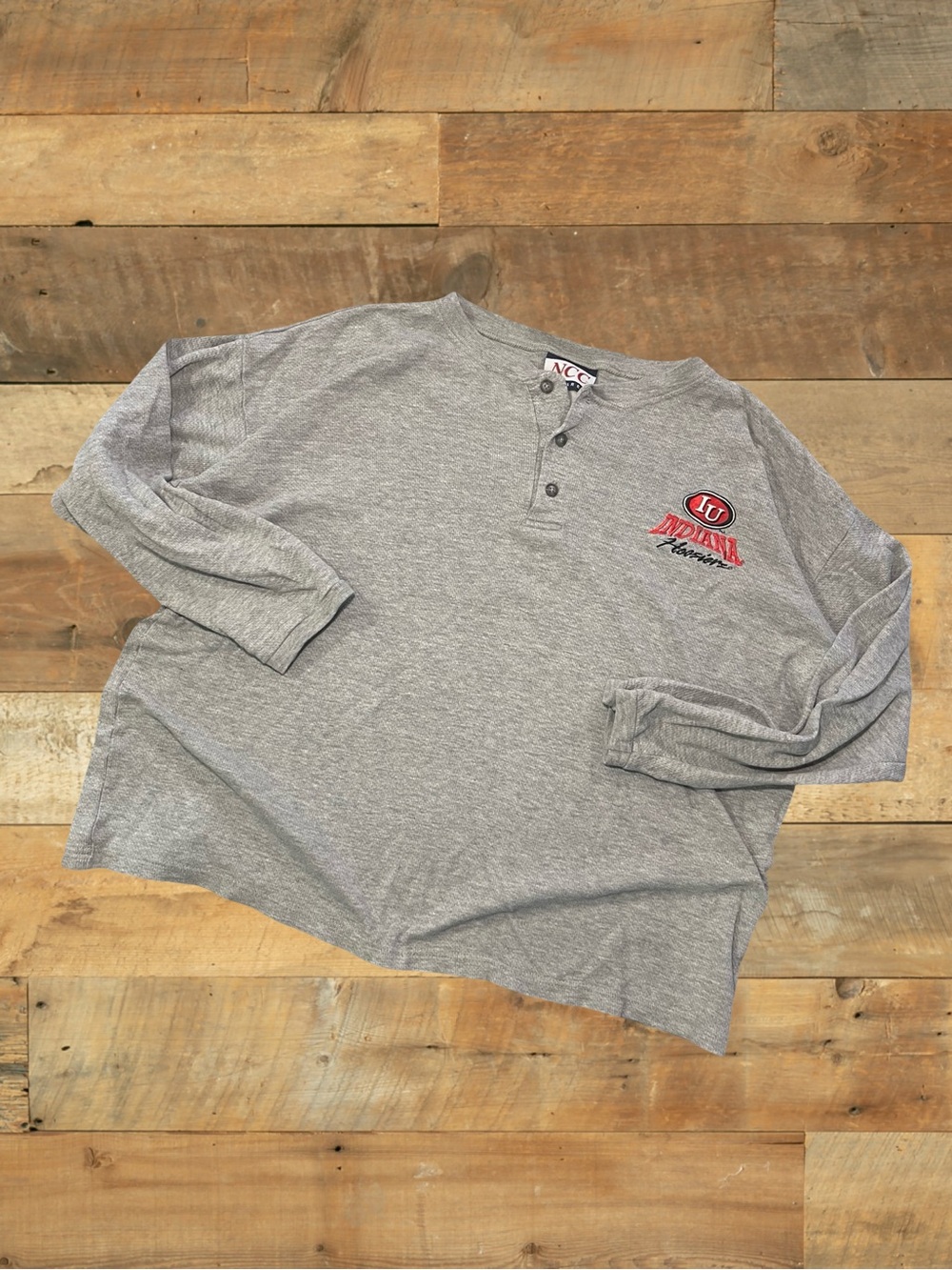 Heather Grey NCAA Indiana Hoosiers Vintage Long Sleeve Henley XL